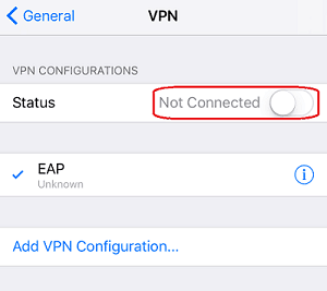 a screenshot of iOS VPN